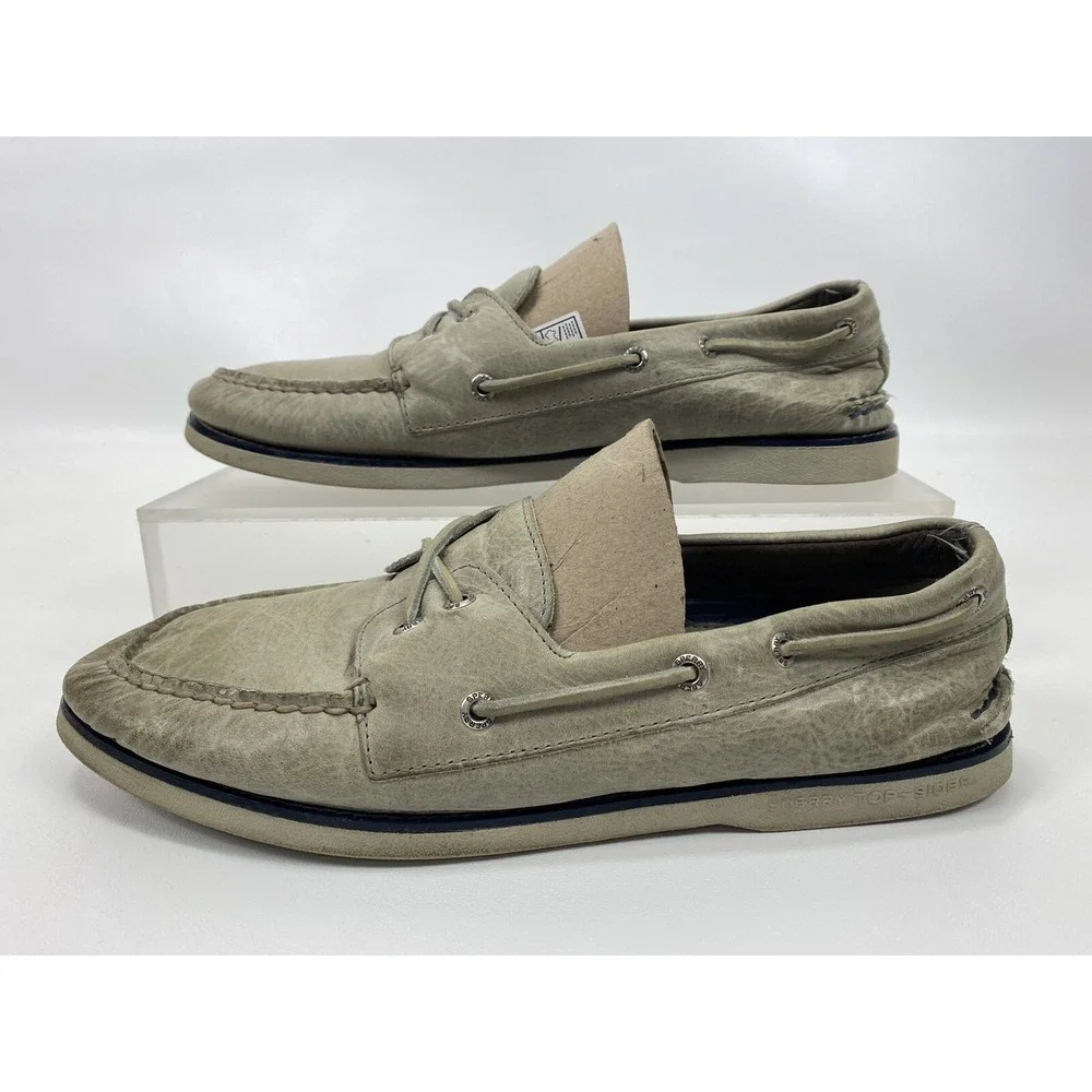 Sperry Men's Gold Cup Grey Leather Welt Boat Shoes Size: 11.5 M‎